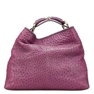 Gucci Horsebit Shoulder Bag Purple Ostrich Leather